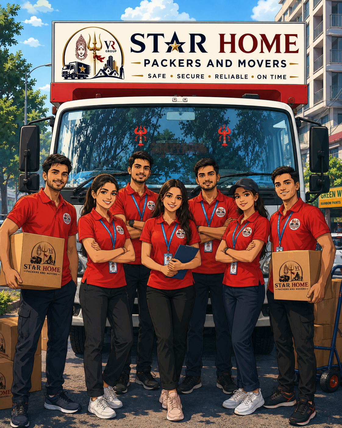 Star Home Packers And Movers team in front of branded truck